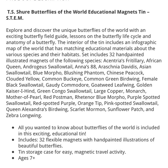 Butterflies of the World Magnets Tin S.T.E.M. - Picture 7 of 7